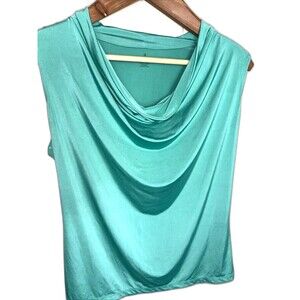 Worthington Women’s XL Sleeveless Top Loose Draped Neckline Greene